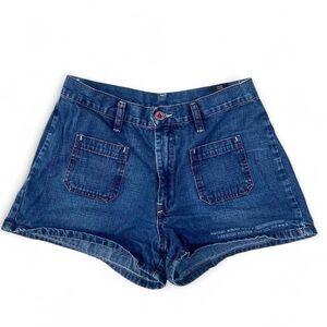 Diesel 2000s blue denim short red stitching retro graphic